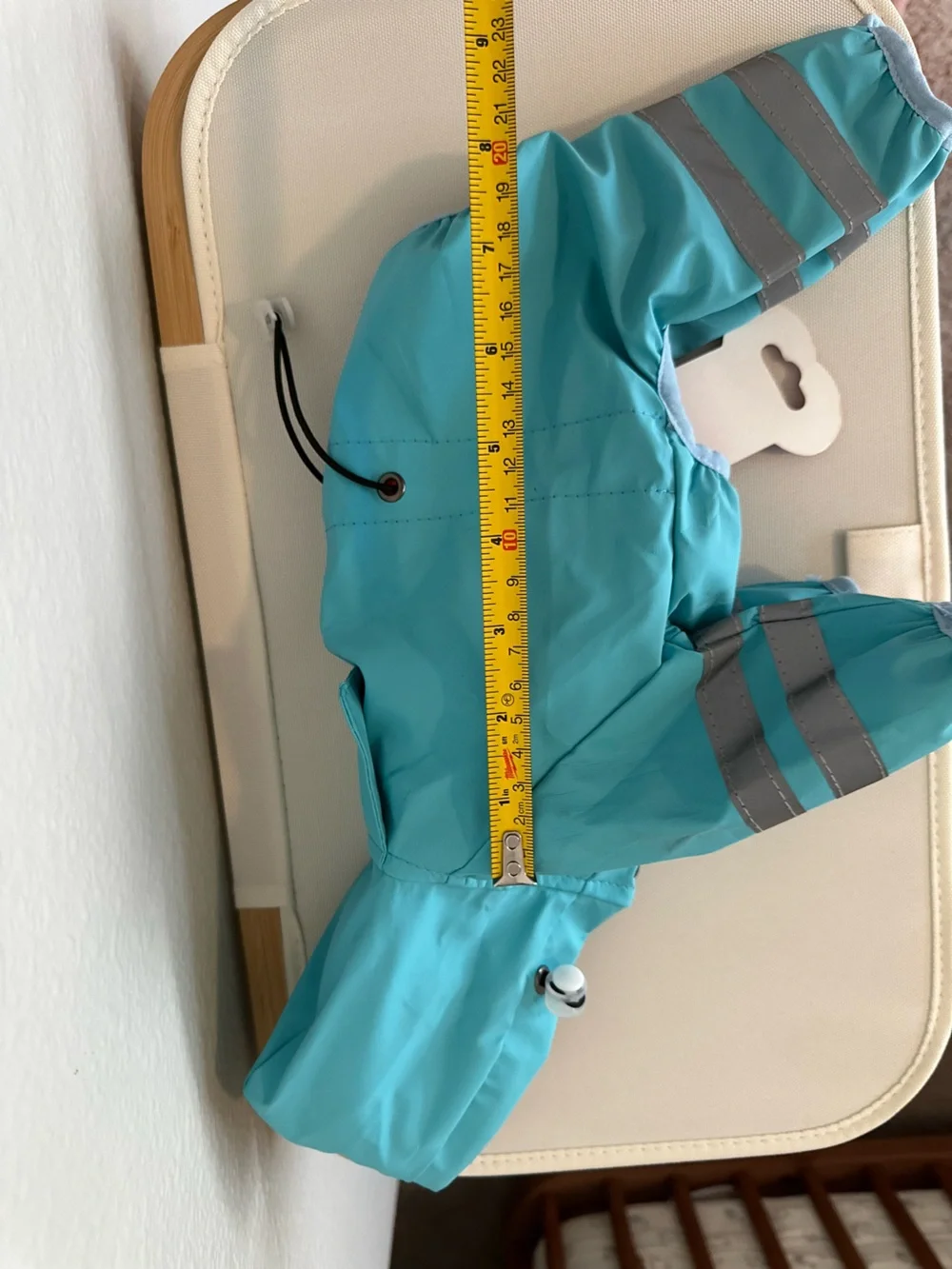 Turquoise dogs Rain Jacket with Hood and Paw Patch xs